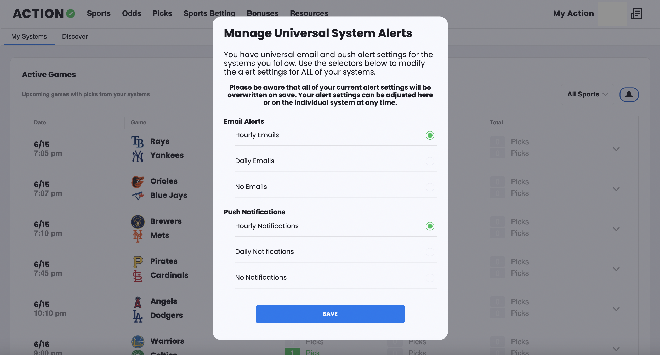 PRO Line move alerts – Action Network